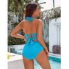 imageBlooming Jelly Womens Tummy Control Bathing Suits Modest High Waisted Bikini Sets Cute Halter 2 Piece Swim Suit 2025Aqua Blue