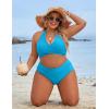 imageBlooming Jelly Womens Tummy Control Bathing Suits Modest High Waisted Bikini Sets Cute Halter 2 Piece Swim Suit 2025Aqua Blue