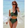 imageBlooming Jelly Womens Tummy Control Bathing Suits Modest High Waisted Bikini Sets Cute Halter 2 Piece Swim Suit 2025Army Green  Black