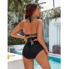 imageBlooming Jelly Womens Tummy Control Bathing Suits Modest High Waisted Bikini Sets Cute Halter 2 Piece Swim Suit 2025Army Green  Black