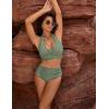 imageBlooming Jelly Womens Tummy Control Bathing Suits Modest High Waisted Bikini Sets Cute Halter 2 Piece Swim Suit 2025Army Green