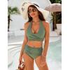 imageBlooming Jelly Womens Tummy Control Bathing Suits Modest High Waisted Bikini Sets Cute Halter 2 Piece Swim Suit 2025Army Green