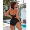 imageBlooming Jelly Womens Tummy Control Bathing Suits Modest High Waisted Bikini Sets Cute Halter 2 Piece Swim Suit 2025Black