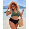 imageBlooming Jelly Womens Tummy Control Bathing Suits Modest High Waisted Bikini Sets Cute Halter 2 Piece Swim Suit 2025Black Green