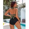 imageBlooming Jelly Womens Tummy Control Bathing Suits Modest High Waisted Bikini Sets Cute Halter 2 Piece Swim Suit 2025Black Green
