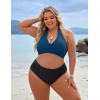 imageBlooming Jelly Womens Tummy Control Bathing Suits Modest High Waisted Bikini Sets Cute Halter 2 Piece Swim Suit 2025Blue Black