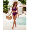 imageBlooming Jelly Womens Tummy Control Bathing Suits Modest High Waisted Bikini Sets Cute Halter 2 Piece Swim Suit 2025Dark Purple
