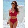 imageBlooming Jelly Womens Tummy Control Bathing Suits Modest High Waisted Bikini Sets Cute Halter 2 Piece Swim Suit 2025Dark Red