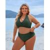 imageBlooming Jelly Womens Tummy Control Bathing Suits Modest High Waisted Bikini Sets Cute Halter 2 Piece Swim Suit 2025Green