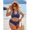 imageBlooming Jelly Womens Tummy Control Bathing Suits Modest High Waisted Bikini Sets Cute Halter 2 Piece Swim Suit 2025Haze Blue