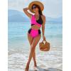 imageBlooming Jelly Womens Tummy Control Bathing Suits Modest High Waisted Bikini Sets Cute Halter 2 Piece Swim Suit 2025Hot Pink  Black