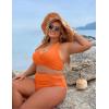 imageBlooming Jelly Womens Tummy Control Bathing Suits Modest High Waisted Bikini Sets Cute Halter 2 Piece Swim Suit 2025Orange