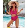 imageBlooming Jelly Womens Tummy Control Bathing Suits Modest High Waisted Bikini Sets Cute Halter 2 Piece Swim Suit 2025Rose Red