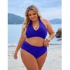imageBlooming Jelly Womens Tummy Control Bathing Suits Modest High Waisted Bikini Sets Cute Halter 2 Piece Swim Suit 2025Royal Blue