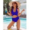 imageBlooming Jelly Womens Tummy Control Bathing Suits Modest High Waisted Bikini Sets Cute Halter 2 Piece Swim Suit 2025Royal Blue