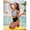 imageBlooming Jelly Womens Tummy Control Bathing Suits Modest High Waisted Bikini Sets Cute Halter 2 Piece Swim Suit 2025Striped Black