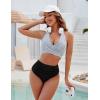 imageBlooming Jelly Womens Tummy Control Bathing Suits Modest High Waisted Bikini Sets Cute Halter 2 Piece Swim Suit 2025Striped Black