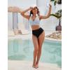 imageBlooming Jelly Womens Tummy Control Bathing Suits Modest High Waisted Bikini Sets Cute Halter 2 Piece Swim Suit 2025Striped Black