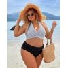 imageBlooming Jelly Womens Tummy Control Bathing Suits Modest High Waisted Bikini Sets Cute Halter 2 Piece Swim Suit 2025Striped Black