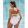 imageBlooming Jelly Womens Tummy Control Bathing Suits Modest High Waisted Bikini Sets Cute Halter 2 Piece Swim Suit 2025White
