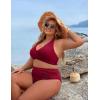 imageBlooming Jelly Womens Tummy Control Bathing Suits Modest High Waisted Bikini Sets Cute Halter 2 Piece Swim Suit 2025Wine Red