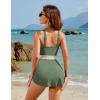 imageBlooming Jelly Women One Piece Swim Dress Tummy Control Swimsuits Slimming Color Block Drawstring Bathing SuitArmy Green