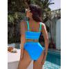 imageBlooming Jelly Womens Bikini Sets High Waisted Two Piece Swimsuits Sporty Color Block Cheeky High Cut Bathing SuitsBlue
