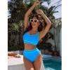 imageBlooming Jelly Womens Bikini Sets High Waisted Two Piece Swimsuits Sporty Color Block Cheeky High Cut Bathing SuitsBlue