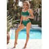 imageBlooming Jelly Womens Bikini Sets High Waisted Two Piece Swimsuits Sporty Color Block Cheeky High Cut Bathing SuitsGreen