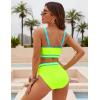 imageBlooming Jelly Womens Bikini Sets High Waisted Two Piece Swimsuits Sporty Color Block Cheeky High Cut Bathing SuitsNeon Green