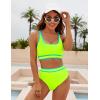 imageBlooming Jelly Womens Bikini Sets High Waisted Two Piece Swimsuits Sporty Color Block Cheeky High Cut Bathing SuitsNeon Green