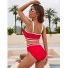 imageBlooming Jelly Womens Bikini Sets High Waisted Two Piece Swimsuits Sporty Color Block Cheeky High Cut Bathing SuitsRed