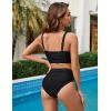 imageBlooming Jelly Womens Bikini Sets High Waisted Two Piece Swimsuits Sporty Color Block Cheeky High Cut Bathing SuitsSolid Black