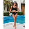 imageBlooming Jelly Womens Bikini Sets High Waisted Two Piece Swimsuits Sporty Color Block Cheeky High Cut Bathing SuitsSolid Black