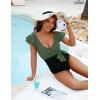 imageBlooming Jelly Womens Tummy Control Swimsuits Slimming One Piece Bathing Suit Ruffle Wrap V Neck SwimwearArmy Green and Black