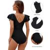 imageBlooming Jelly Womens Tummy Control Swimsuits Slimming One Piece Bathing Suit Ruffle Wrap V Neck SwimwearBlack