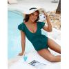 imageBlooming Jelly Womens Tummy Control Swimsuits Slimming One Piece Bathing Suit Ruffle Wrap V Neck SwimwearDark Cyan