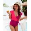 imageBlooming Jelly Womens Tummy Control Swimsuits Slimming One Piece Bathing Suit Ruffle Wrap V Neck SwimwearFuchsia