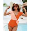 imageBlooming Jelly Womens Tummy Control Swimsuits Slimming One Piece Bathing Suit Ruffle Wrap V Neck SwimwearOrange