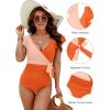 imageBlooming Jelly Womens Tummy Control Swimsuits Slimming One Piece Bathing Suit Ruffle Wrap V Neck SwimwearOrange