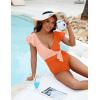 imageBlooming Jelly Womens Tummy Control Swimsuits Slimming One Piece Bathing Suit Ruffle Wrap V Neck SwimwearOrange