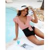 imageBlooming Jelly Womens Tummy Control Swimsuits Slimming One Piece Bathing Suit Ruffle Wrap V Neck SwimwearPink and Black