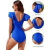 imageBlooming Jelly Womens Tummy Control Swimsuits Slimming One Piece Bathing Suit Ruffle Wrap V Neck SwimwearRoyal Blue