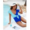 imageBlooming Jelly Womens Tummy Control Swimsuits Slimming One Piece Bathing Suit Ruffle Wrap V Neck SwimwearSky Blue and Royal Blue