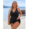 imageBlooming Jelly Women Plus Size Swim Dress Swimsuit One Piece Tummy Control Bathing Suits Modest Criss Cross Swim SuitsBlack