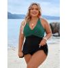 imageBlooming Jelly Women Plus Size Swim Dress Swimsuit One Piece Tummy Control Bathing Suits Modest Criss Cross Swim SuitsBlack Green 02