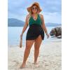 imageBlooming Jelly Women Plus Size Swim Dress Swimsuit One Piece Tummy Control Bathing Suits Modest Criss Cross Swim SuitsBlack Green 02