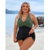imageBlooming Jelly Women Plus Size Swim Dress Swimsuit One Piece Tummy Control Bathing Suits Modest Criss Cross Swim SuitsBlack Green