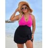 imageBlooming Jelly Women Plus Size Swim Dress Swimsuit One Piece Tummy Control Bathing Suits Modest Criss Cross Swim SuitsBlack Pink