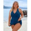 imageBlooming Jelly Women Plus Size Swim Dress Swimsuit One Piece Tummy Control Bathing Suits Modest Criss Cross Swim SuitsBlue